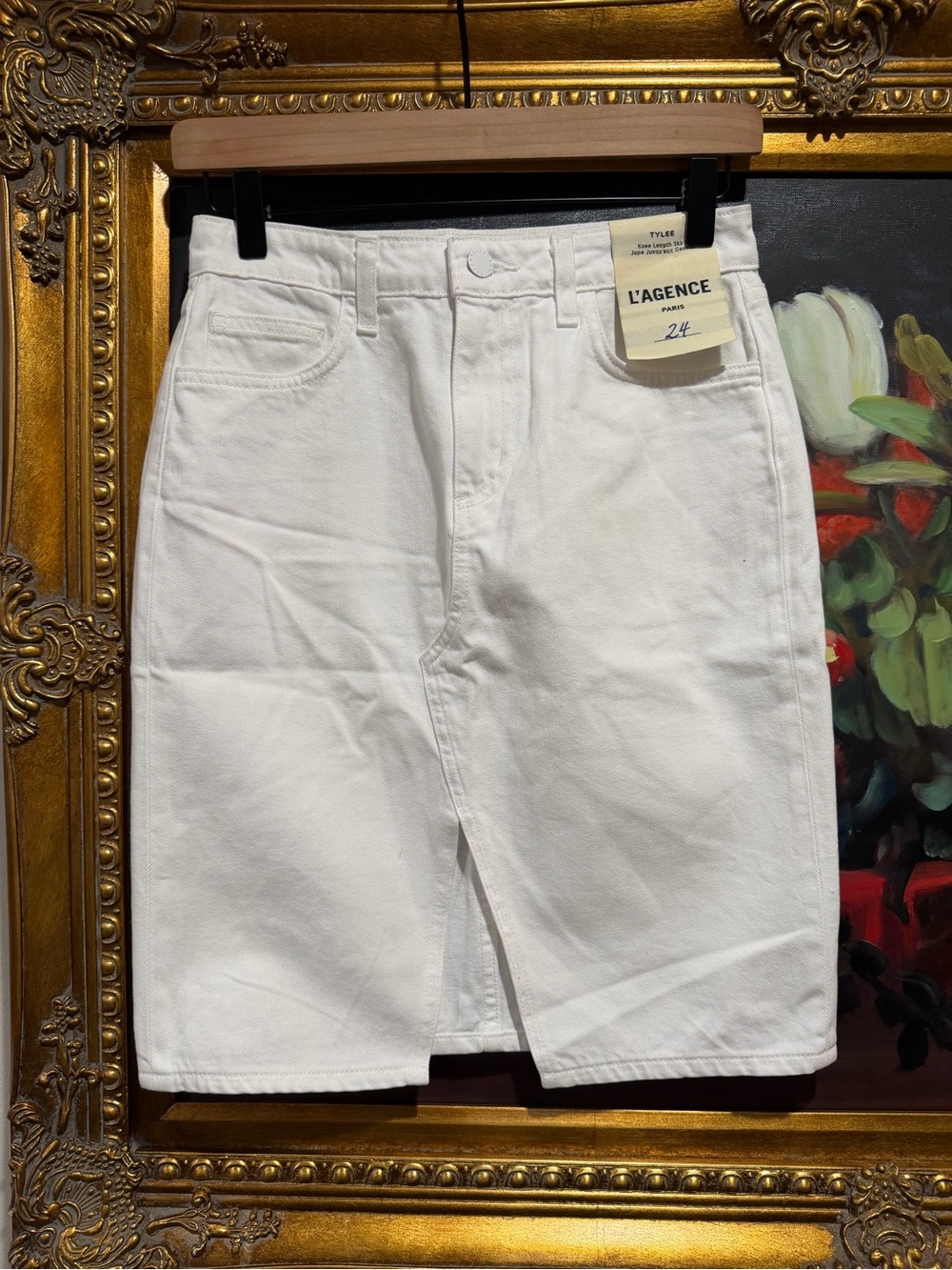 L'AGENCE White Denim skirt